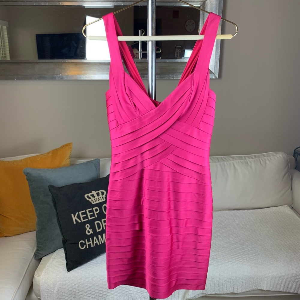 Pink woven dress by BCBG Max Azria